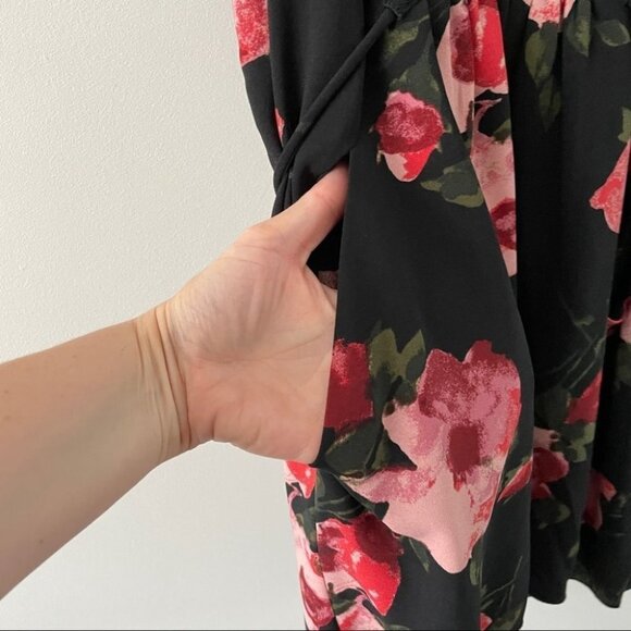 ARITZIA Wilfred Sabine Black Floral Babydoll Dress Womens XXS - Picture 6 of 7